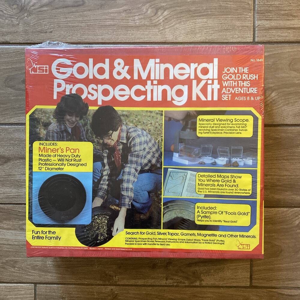 Vintage NSI Gold & Mineral Panning Prospecting Kit Rare NOS New Sealed